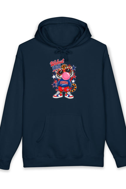 Walnut Hill Retro Cartoon Bubblegum Mascot Graphic Hooded Sweatshirt