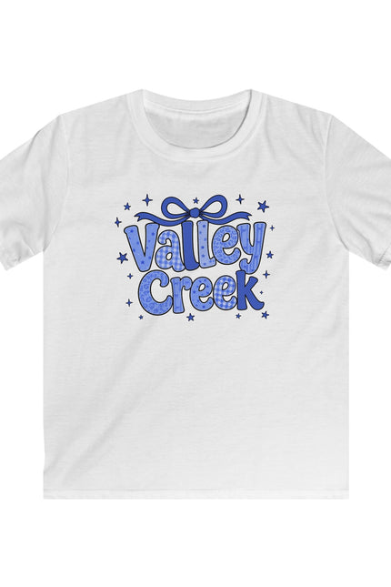Valley Creek Kids Tee — Playful Blue Script Logo Shirt for Children