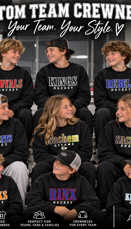 Custom Team Hockey Crewneck or Hoodie