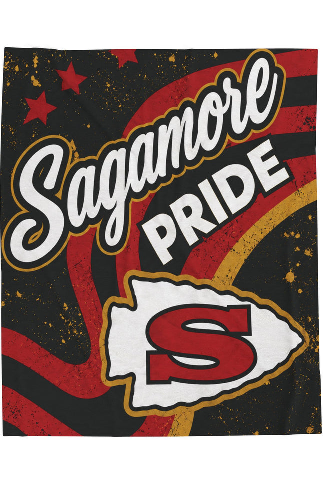 Sagamore Pride Velveteen Plush Blanket — School Spirit Throw with 'S' Logo