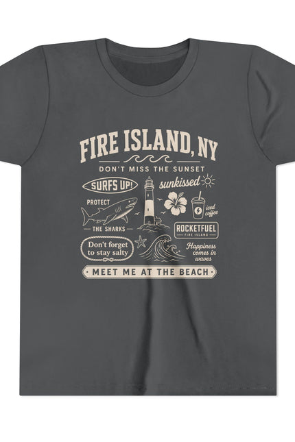 Fire Island, NY Youth Tee — 'Meet Me at the Beach' Graphic Shirt