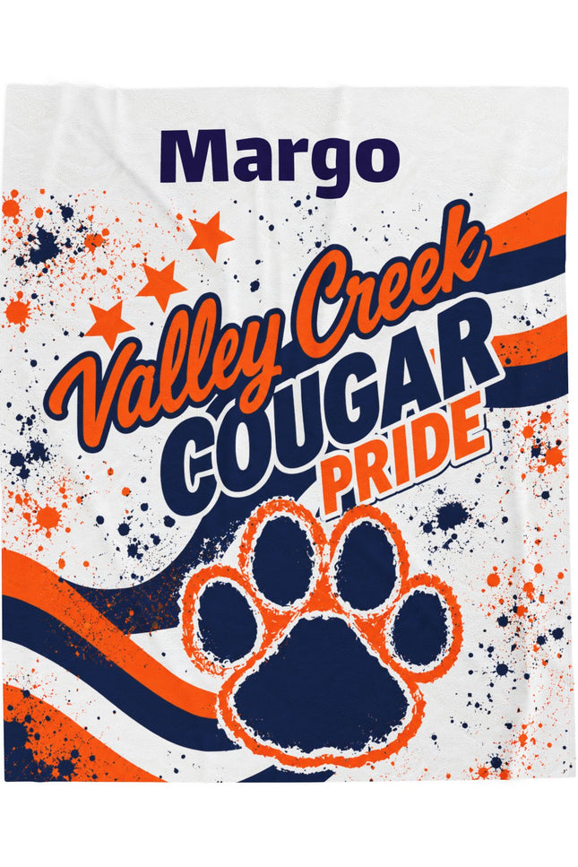 Personalized Valley Creek Cougar Pride Velveteen Blanket