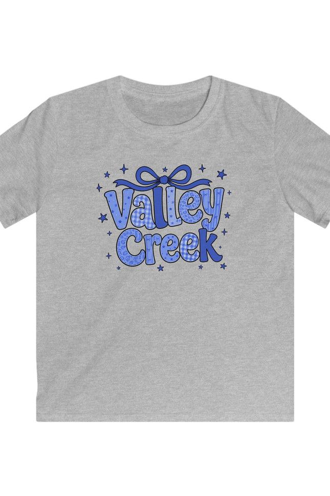 Valley Creek Kids Tee — Playful Blue Script Logo Shirt for Children