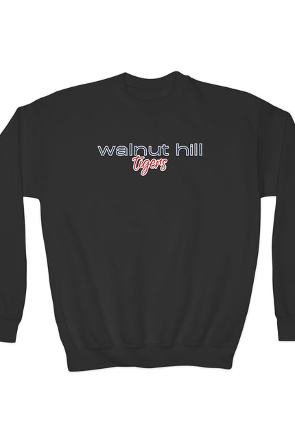 Walnut Hill Tigers Youth Crewneck Sweatshirt — School Spirit Black Pullover