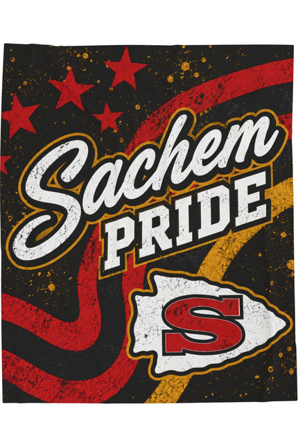 Sachem Pride Velveteen Plush Blanket — School Spirit Throw with 'S' Logo