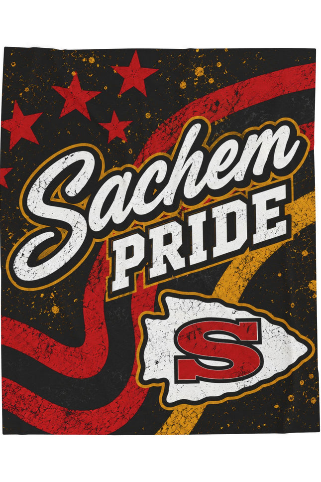 Sachem Pride Velveteen Plush Blanket — School Spirit Throw with 'S' Logo