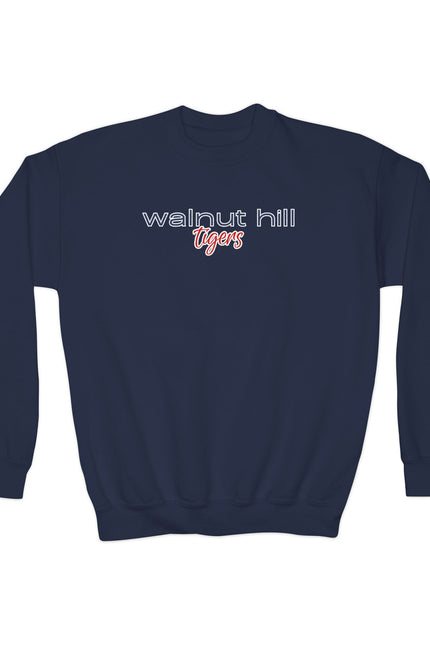 Walnut Hill Tigers Youth Crewneck Sweatshirt — School Spirit Black Pullover