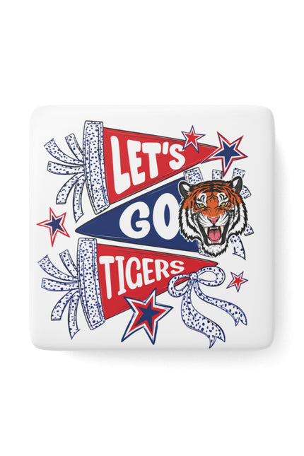 Let's Go Tigers Porcelain Magnet — Retro Tiger Fan Magnet