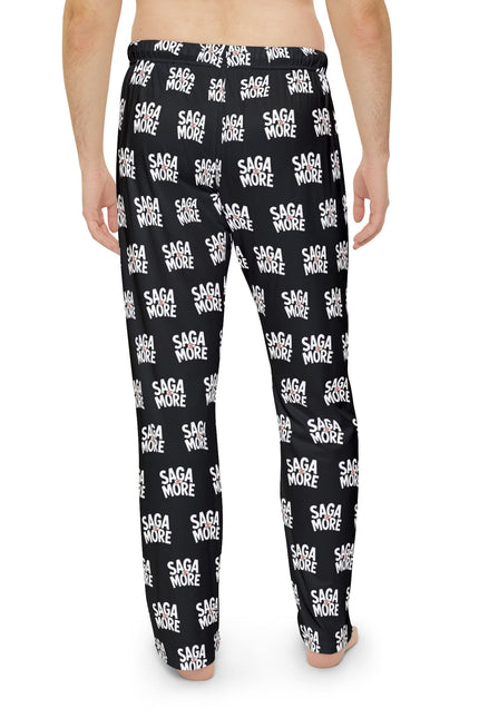 Pajama Pants — Allover 'SAGA MORE' Black Lounge Sleepwear
