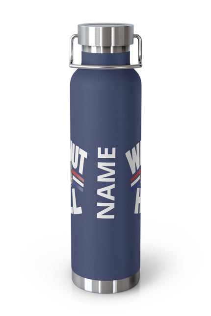 Walnut Hill Tiger Water Bottle - 22oz Insulated Stainless Steel Bottle (Custom Name Option)