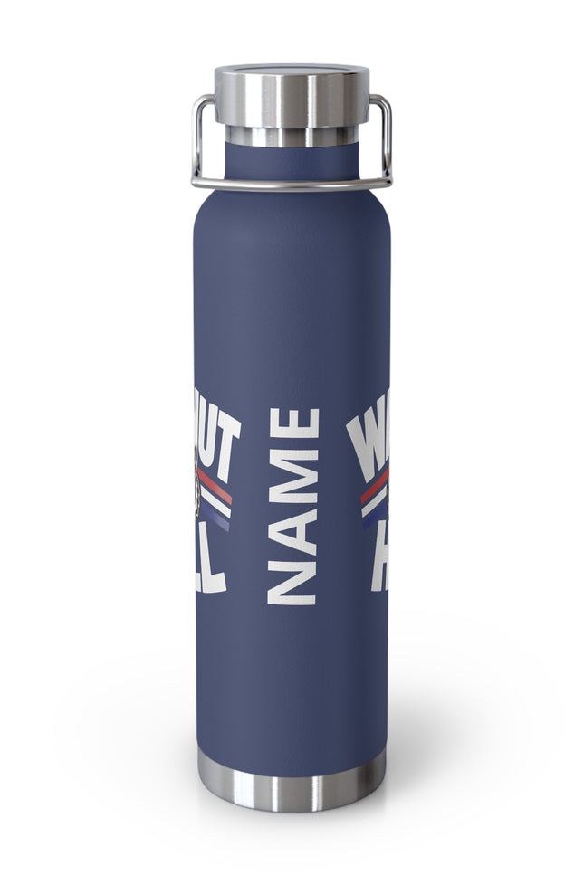Walnut Hill Tiger Water Bottle - 22oz Insulated Stainless Steel Bottle (Custom Name Option)