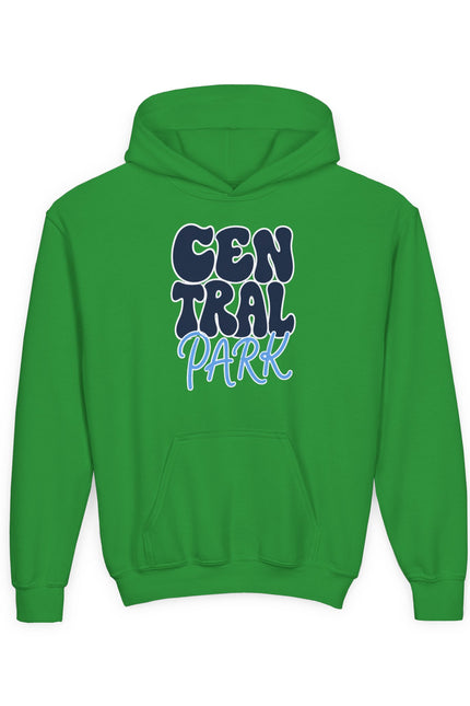 Central Park Youth Hoodie — Retro Bubble Text Kids Sweatshirt