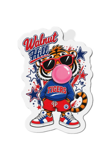 Walnut Hill Tigers Tiger Mascot Die-Cut Magnet — Bubblegum & Sunglasses School Spirit