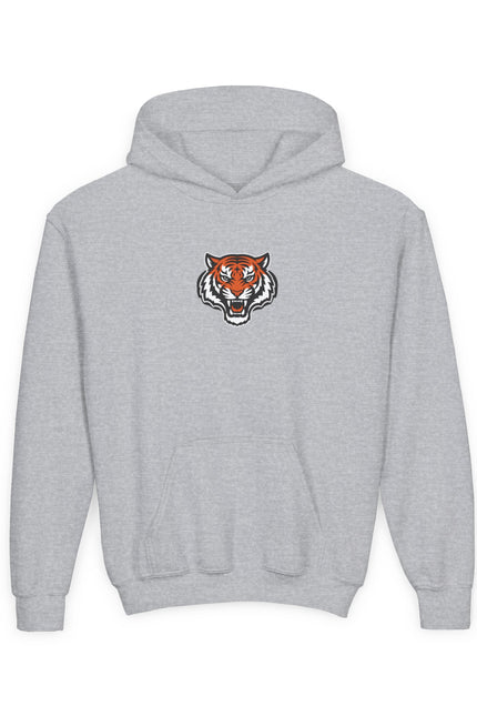 Tiger Head Youth Hoodie — Retro Stripes Kids Sweatshirt