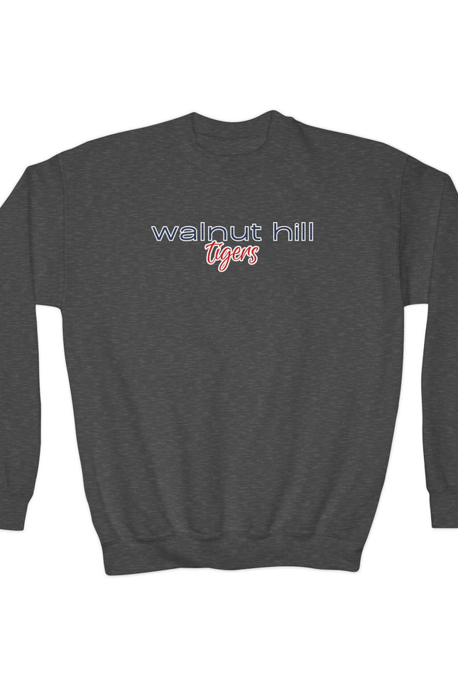 Walnut Hill Tigers Youth Crewneck Sweatshirt — School Spirit Black Pullover