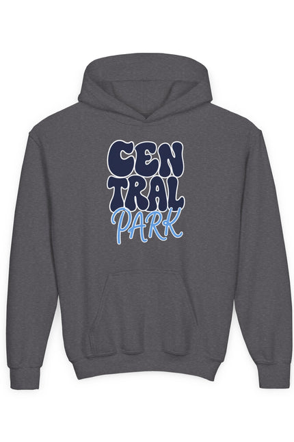 Central Park Youth Hoodie — Retro Bubble Text Kids Sweatshirt