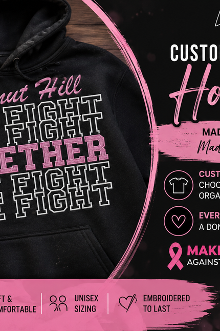 Custom Embroidered “We Fight Together” Hoodie 🎀 | Breast Cancer Awareness