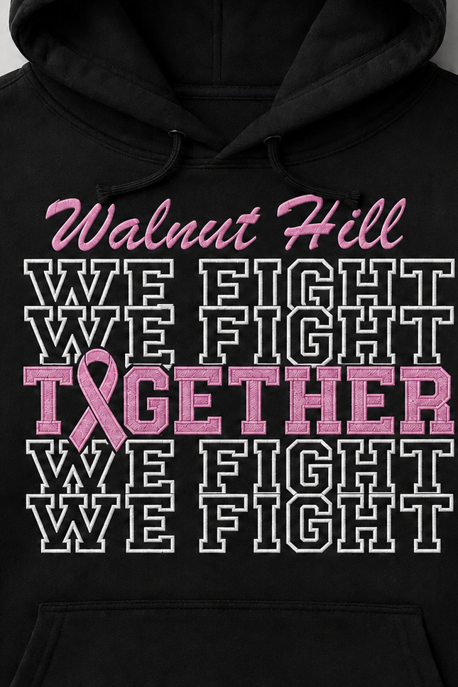 Custom Embroidered “We Fight Together” Hoodie 🎀 | Breast Cancer Awareness