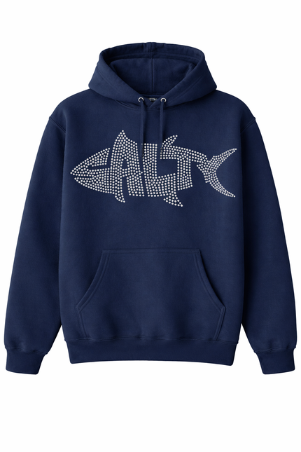 Salty Shark Rhinestone Hoodie – Navy Sparkle Shark Sweatshirt