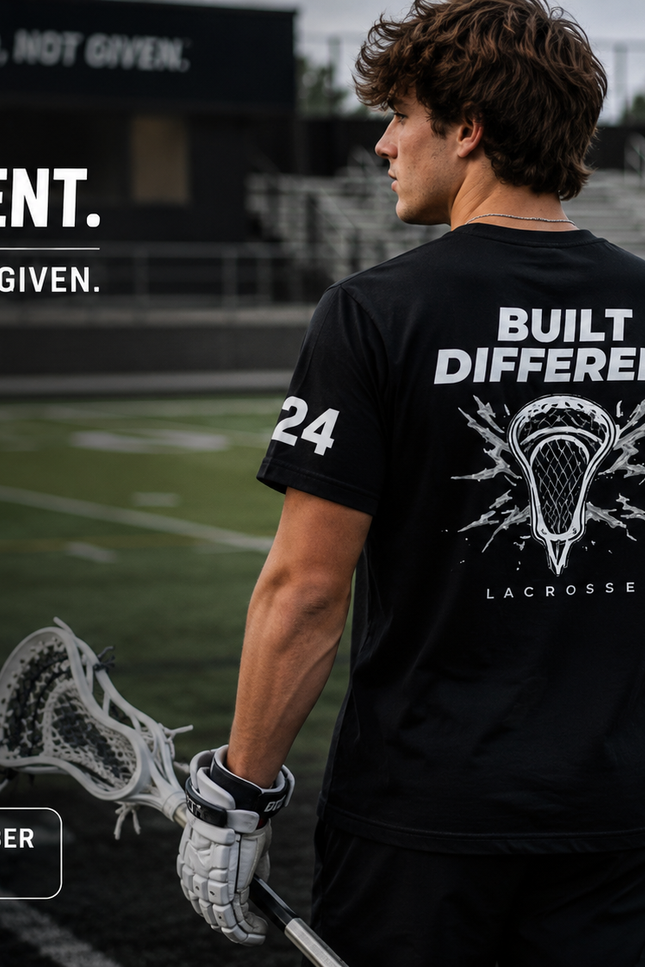 Built Different Lacrosse Graphic Tee – Athletic Lacrosse Shirt