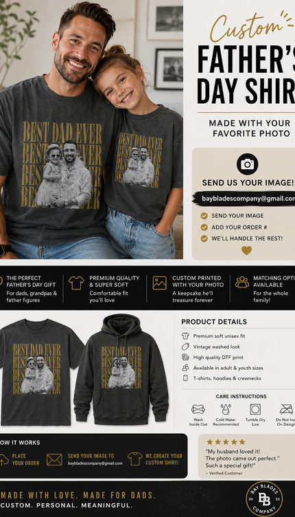 Custom Father’s Day Photo Shirt – Best Dad Ever Tee