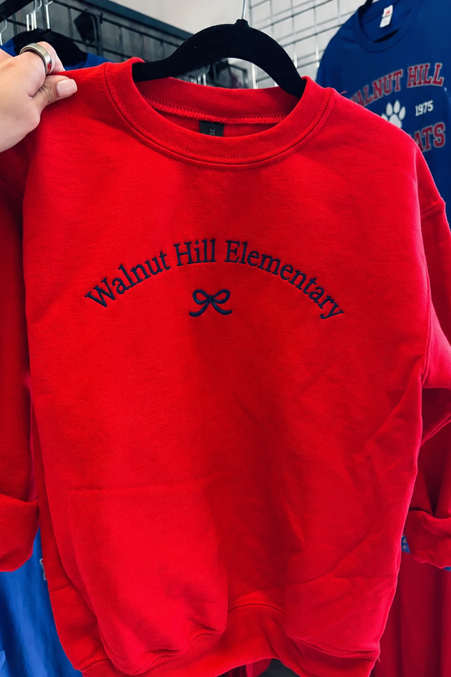 Walnut Hill Elementary Embroidered Bow Crewneck