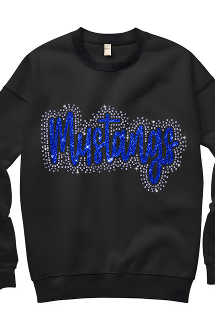 Mustangs Rhinestone Glitter Crewneck Sweatshirt