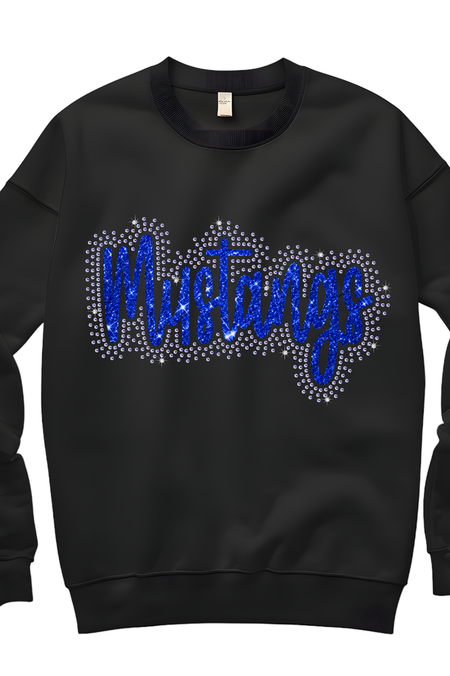 Mustangs Rhinestone Glitter Crewneck Sweatshirt
