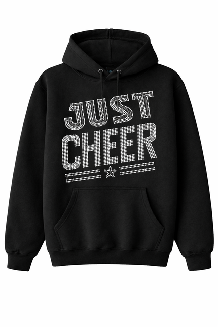 Just Cheer Rhinestone Hoodie – Sparkle Cheerleading Sweatshirt