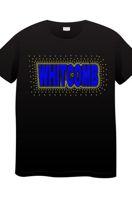 WHITCOMB Blue Glitter Vinyl with yellow Rhinestones