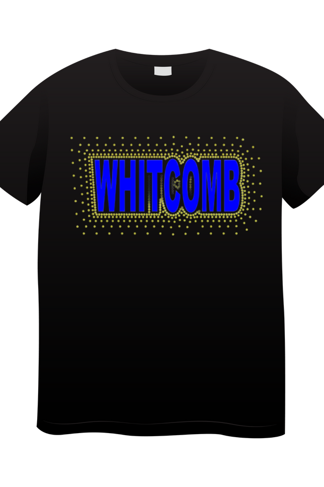 WHITCOMB Blue Glitter Vinyl with yellow Rhinestones