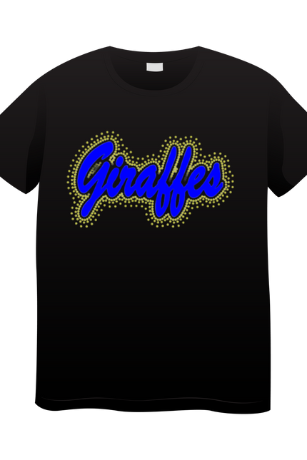 GIRAFFES blue Glitter Vinyl with yellow Rhinestones