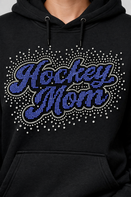 Hockey Mom Rhinestone Hoodie – Sparkle at the Rink