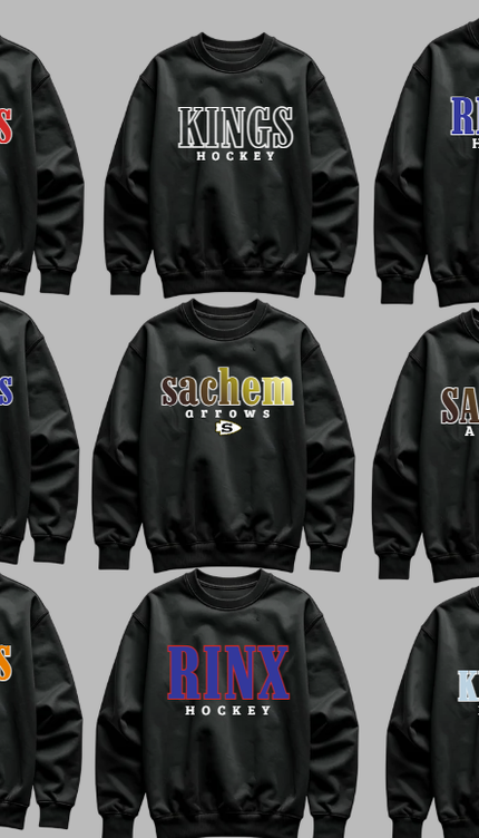Custom Team Hockey Crewneck or Hoodie