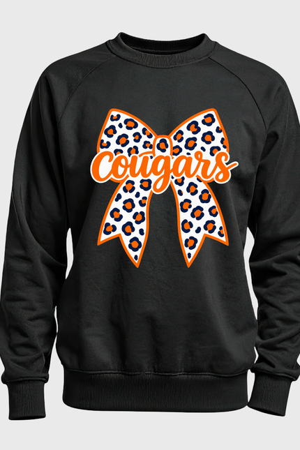 Valley Creek Cougars Leopard Bow Crewneck Sweatshirt
