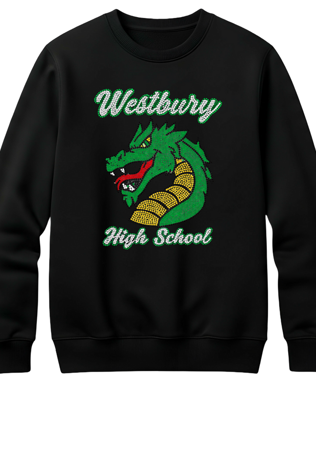 Westbury High School Rhinestone Crewneck/Sweatshirt Personalized