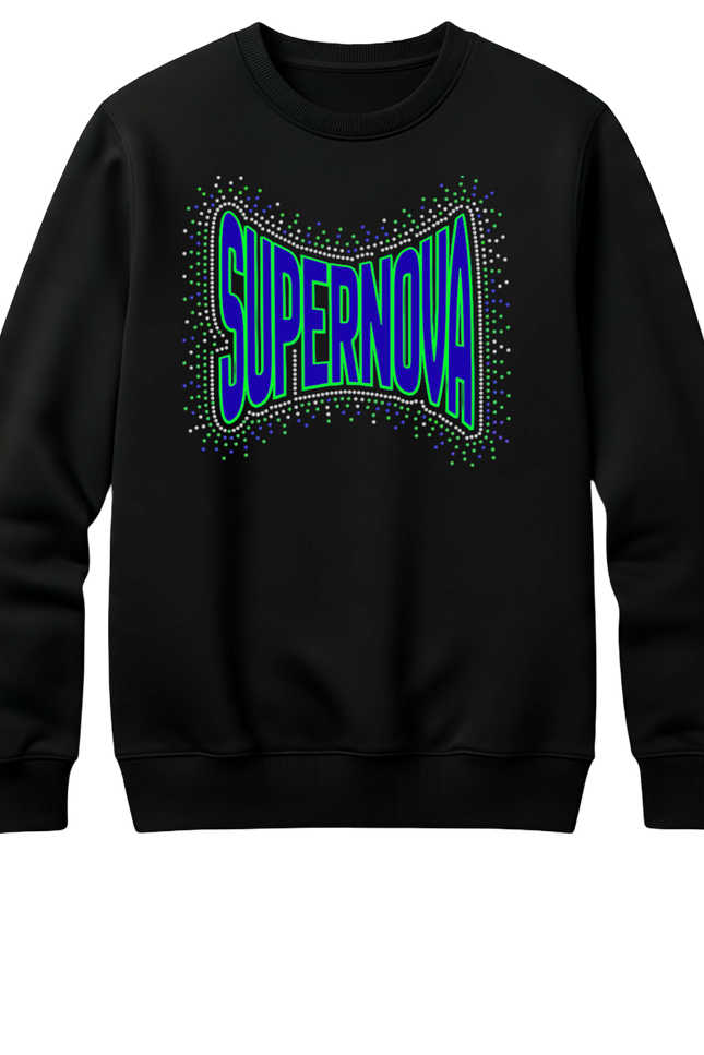 Supernova Cheer Custom Hoodie – Blue and Green Vinyl & Splatter